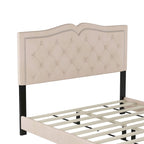 King Upholstered Platform Bed with 4 Storage Drawers, Linen Fabric, Multiple Colors