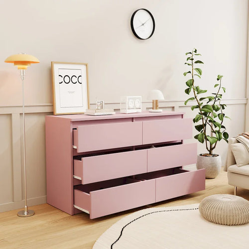 6-Drawer Double Dresser, Engineered Wood with Decorative Laminate
