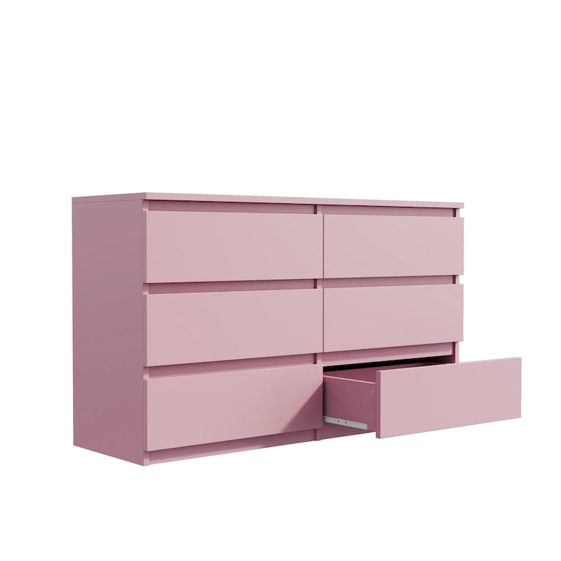 6-Drawer Double Dresser, Storage Cabinet with Handleless for Bedroom, Living Room
