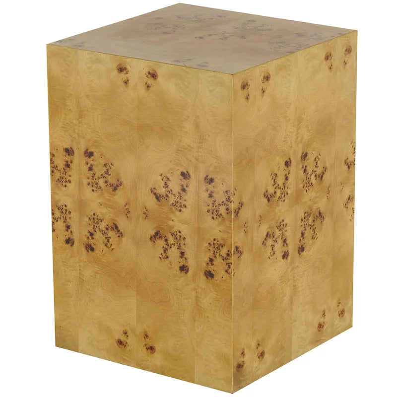 Wood Square Cube Side End Accent Table with Wood Grain Patterns - Brown - 