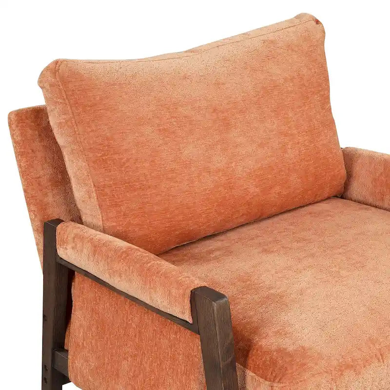 Mid-Century Velvet Solid Wood Accent Chair with Thick Seat Cushion
