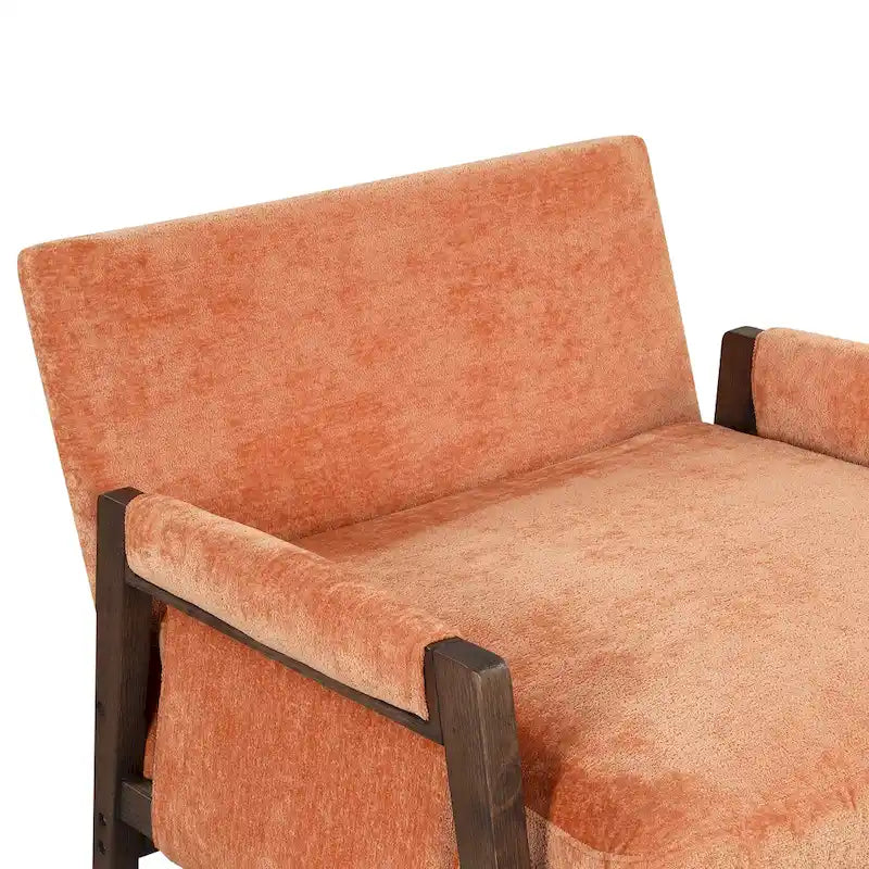 Mid-Century Velvet Solid Wood Accent Chair with Thick Seat Cushion