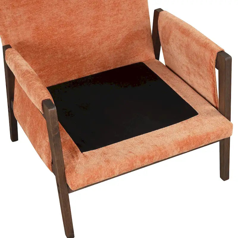 Mid-Century Velvet Solid Wood Accent Chair with Thick Seat Cushion
