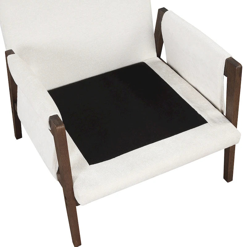 Mid-Century Velvet Solid Wood Accent Chair with Thick Seat Cushion
