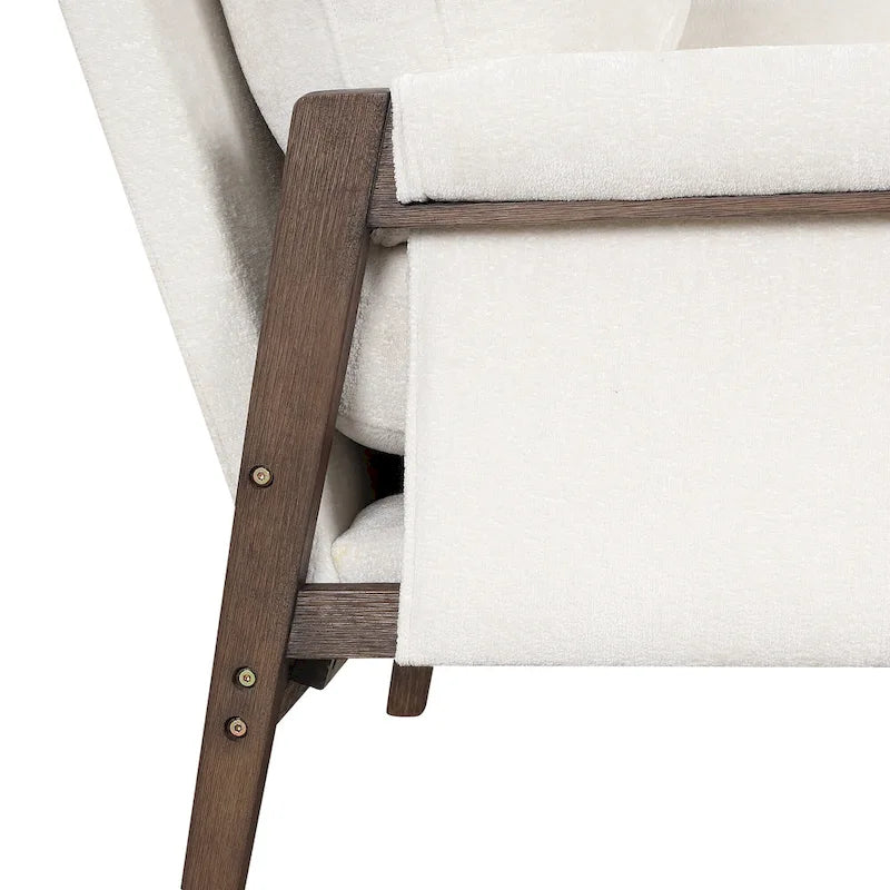 Mid-Century Velvet Solid Wood Accent Chair with Thick Seat Cushion