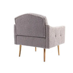 Teddy Fabric Upholstered Tufted Accent Chair with Gold Metal Legs, Mid-Century Style