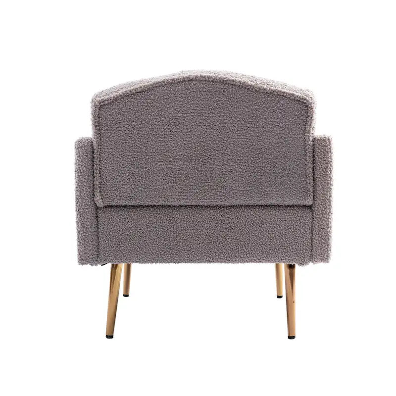 Teddy Fabric Upholstered Tufted Accent Chair with Gold Metal Legs, Mid-Century Style