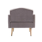 Teddy Fabric Upholstered Tufted Accent Chair with Gold Metal Legs, Mid-Century Style