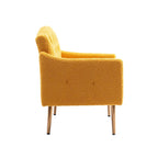 Teddy Fabric Upholstered Tufted Accent Chair with Gold Metal Legs, Mid-Century Style