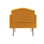 Teddy Fabric Upholstered Tufted Accent Chair with Gold Metal Legs, Mid-Century Style