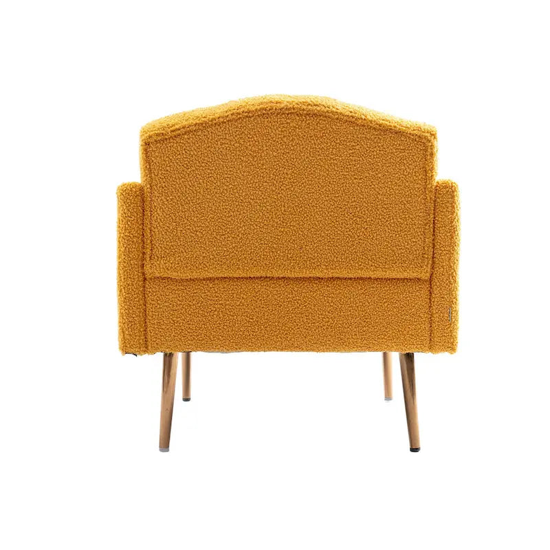 Teddy Fabric Upholstered Tufted Accent Chair with Gold Metal Legs, Mid-Century Style