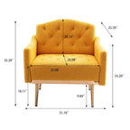 Teddy Fabric Upholstered Tufted Accent Chair with Gold Metal Legs, Mid-Century Style