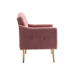 Teddy Fabric Upholstered Tufted Accent Chair with Gold Metal Legs, Mid-Century Style