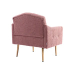 Teddy Fabric Upholstered Tufted Accent Chair with Gold Metal Legs, Mid-Century Style