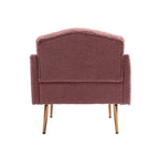 Teddy Fabric Upholstered Tufted Accent Chair with Gold Metal Legs, Mid-Century Style