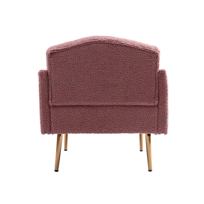 Teddy Fabric Upholstered Tufted Accent Chair with Gold Metal Legs, Mid-Century Style