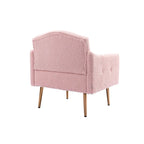 Teddy Fabric Upholstered Tufted Accent Chair with Gold Metal Legs, Mid-Century Style