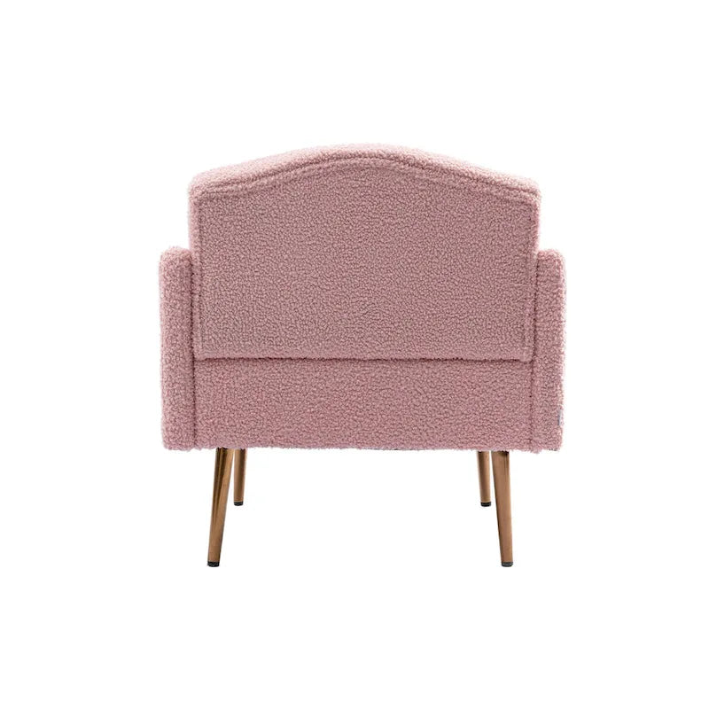 Teddy Fabric Upholstered Tufted Accent Chair with Gold Metal Legs, Mid-Century Style