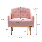 Teddy Fabric Upholstered Tufted Accent Chair with Gold Metal Legs, Mid-Century Style