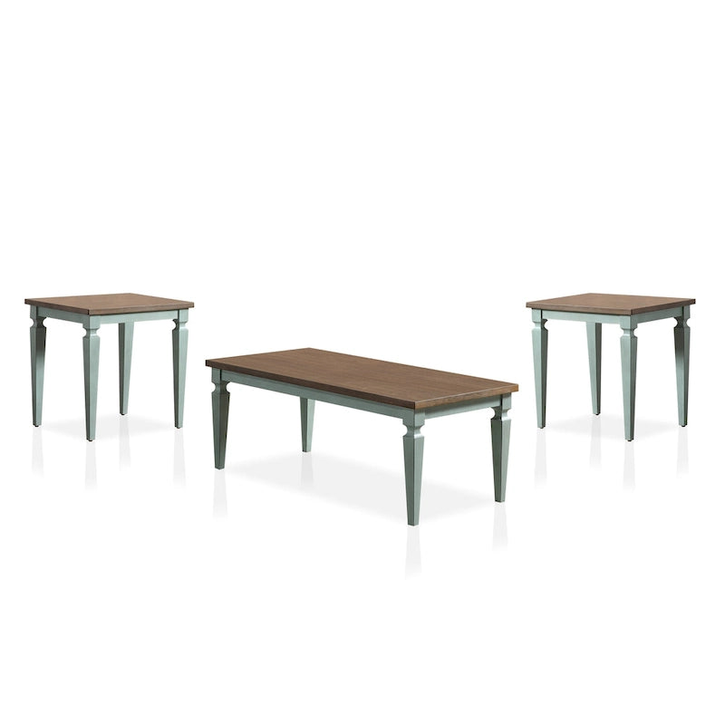 48-inch Solid Wood 3-Piece Coffee Table Set with Distressed Finish