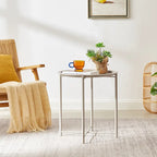 Folding Round Side Table with Removable Tray, Steel Frame, 18.5"W x 19.7"H
