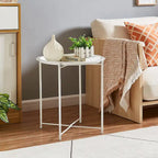 Folding Round Side Table with Removable Tray, Steel Frame, 18.5"W x 19.7"H