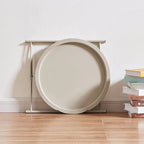 Folding Round Side Table with Removable Tray, Steel Frame, 18.5"W x 19.7"H