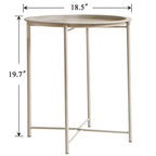 Folding Round Side Table with Removable Tray, Steel Frame, 18.5"W x 19.7"H