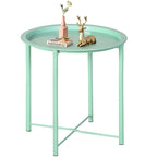 Folding Round Side Table with Removable Tray, Steel Frame, 18.5"W x 19.7"H