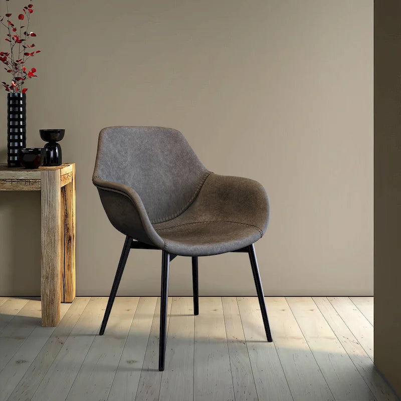 Upholstered Dining Arm Chair with Metal Legs, Set of 2 – 24.5"D x 25.2"W x 33"H