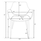 Upholstered Dining Arm Chair with Metal Legs, Set of 2 – 24.5"D x 25.2"W x 33"H