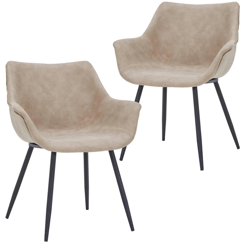Upholstered Dining Arm Chair with Metal Legs, Set of 2 – 24.5"D x 25.2"W x 33"H