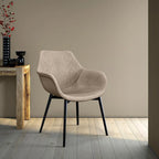 Upholstered Dining Arm Chair with Metal Legs, Set of 2 – 24.5"D x 25.2"W x 33"H