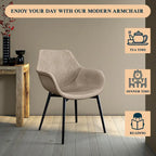Upholstered Dining Arm Chair with Metal Legs, Set of 2 – 24.5"D x 25.2"W x 33"H