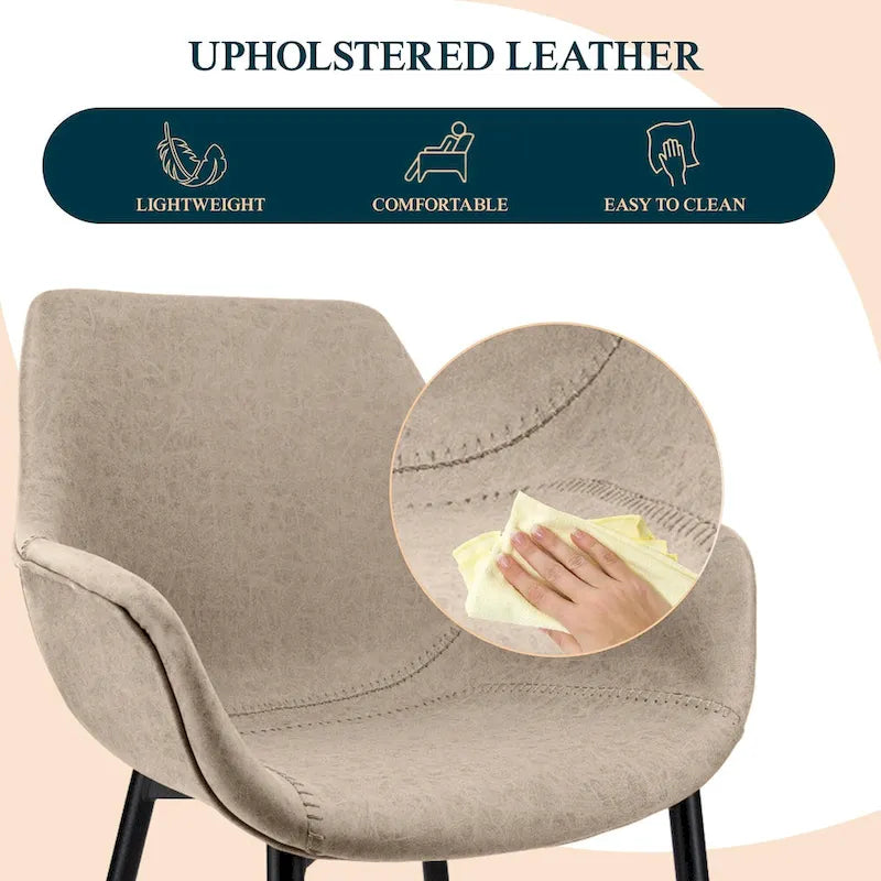 Upholstered Dining Arm Chair with Metal Legs, Set of 2 – 24.5"D x 25.2"W x 33"H