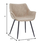 Upholstered Dining Arm Chair with Metal Legs, Set of 2 – 24.5"D x 25.2"W x 33"H