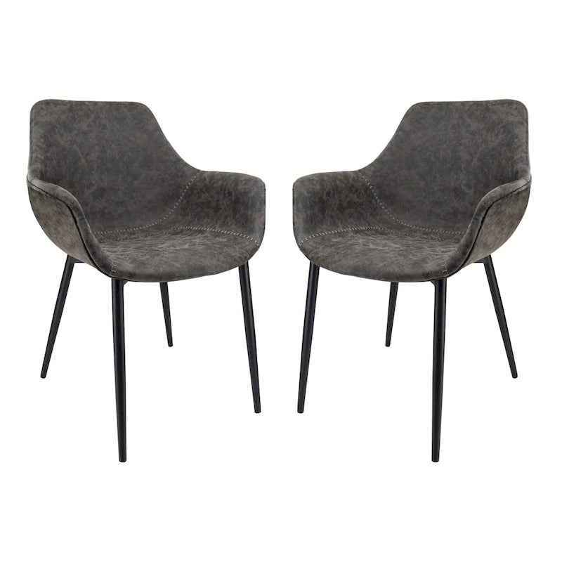 Upholstered Dining Arm Chair with Metal Legs, Set of 2 – 24.5"D x 25.2"W x 33"H