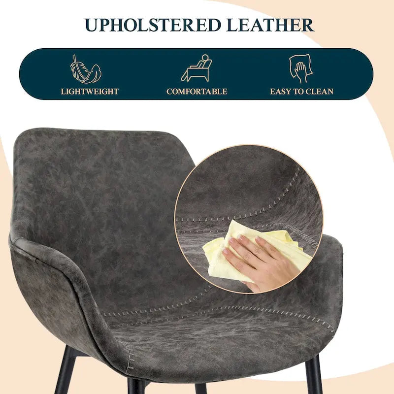 Upholstered Dining Arm Chair with Metal Legs, Set of 2 – 24.5"D x 25.2"W x 33"H