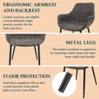 Upholstered Dining Arm Chair with Metal Legs, Set of 2 – 24.5"D x 25.2"W x 33"H