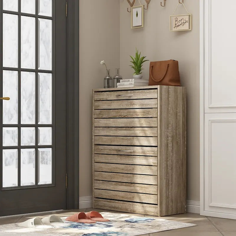 2-Tier Shoe Cabinet, 18mm Particleboard with PVC Edge Banding