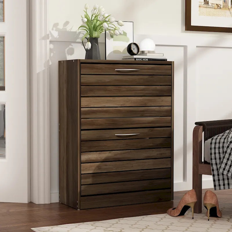 2-Tier Shoe Cabinet, 18mm Particleboard with PVC Edge Banding