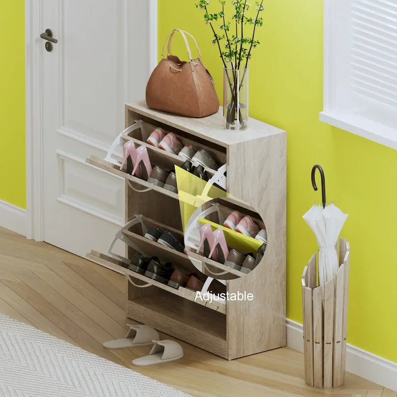 2-Tier Shoe Cabinet, 18mm Particleboard with PVC Edge Banding