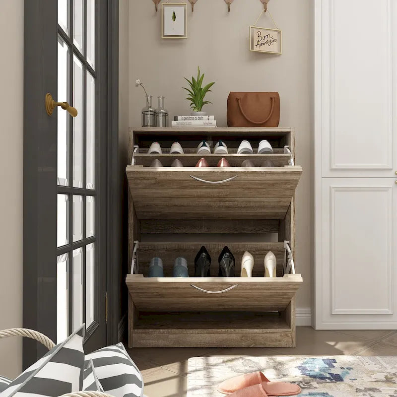 2-Tier Shoe Cabinet, 18mm Particleboard with PVC Edge Banding