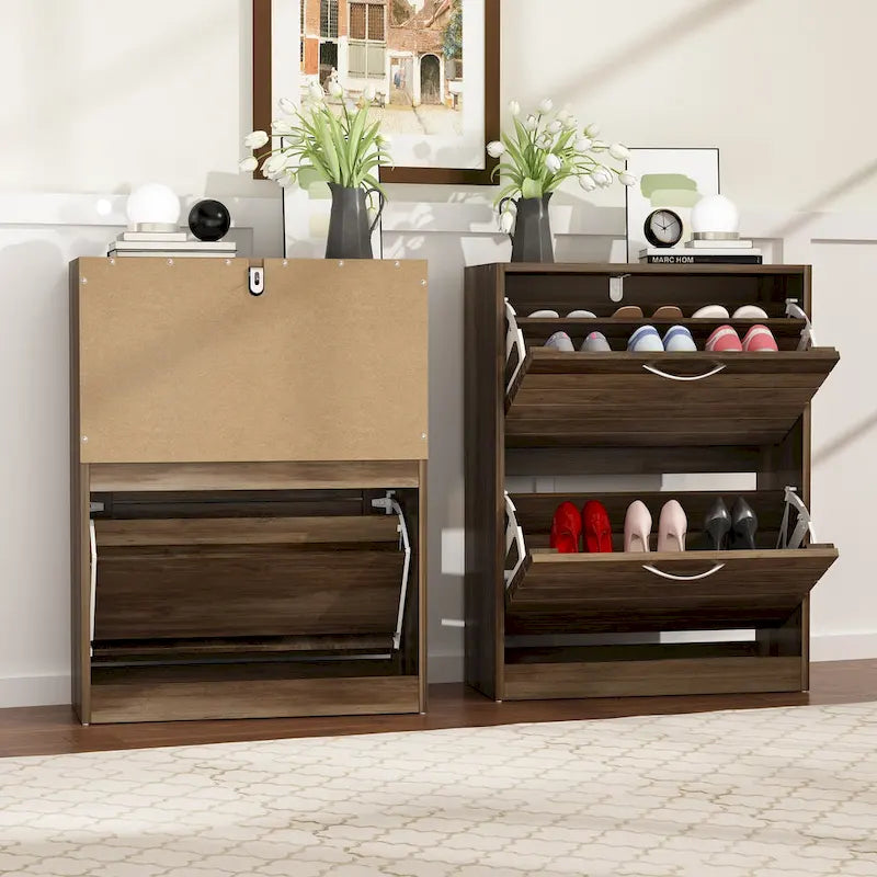 2-Tier Shoe Cabinet, 18mm Particleboard with PVC Edge Banding