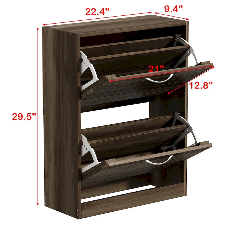 2-Tier Shoe Cabinet, 18mm Particleboard with PVC Edge Banding