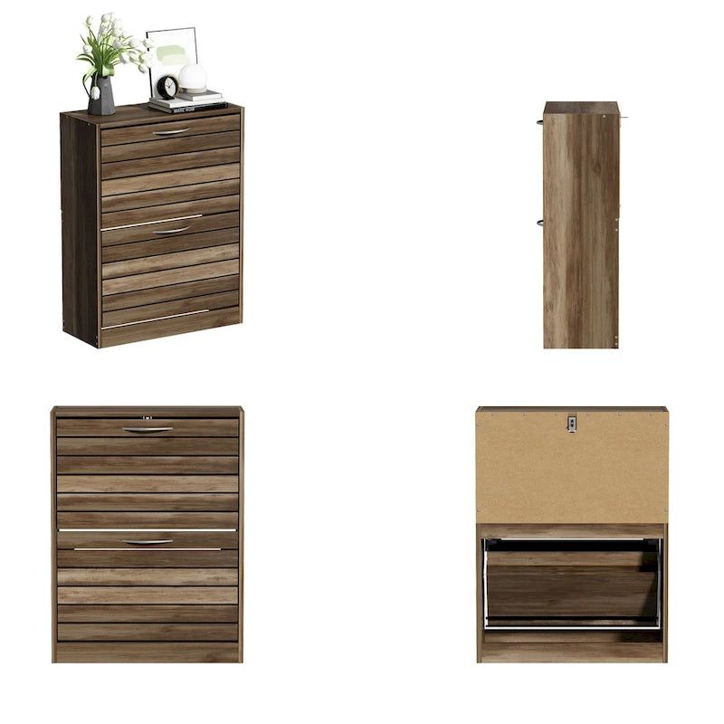 2-Tier Shoe Cabinet, 18mm Particleboard with PVC Edge Banding