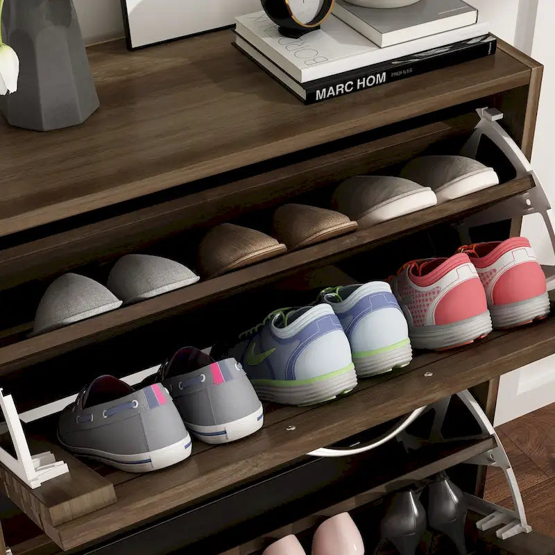2-Tier Shoe Cabinet, 18mm Particleboard with PVC Edge Banding