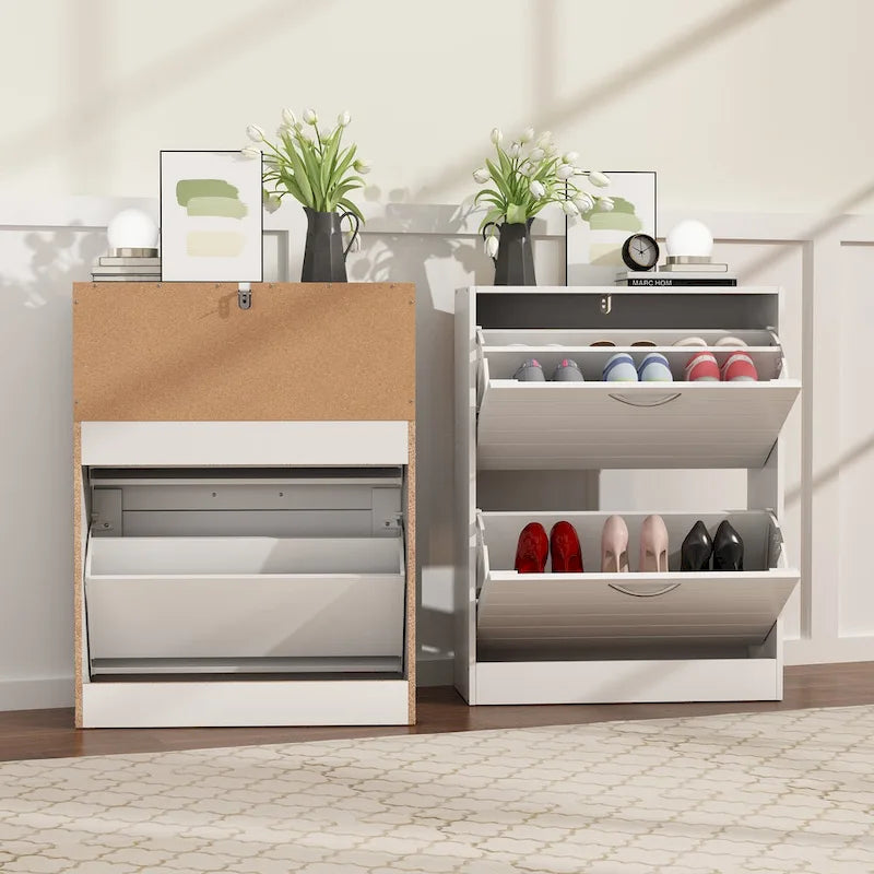 2-Tier Shoe Cabinet, 18mm Particleboard with PVC Edge Banding