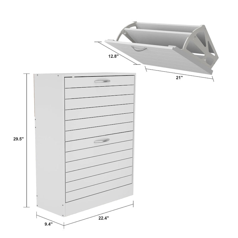 2-Tier Shoe Cabinet, 18mm Particleboard with PVC Edge Banding