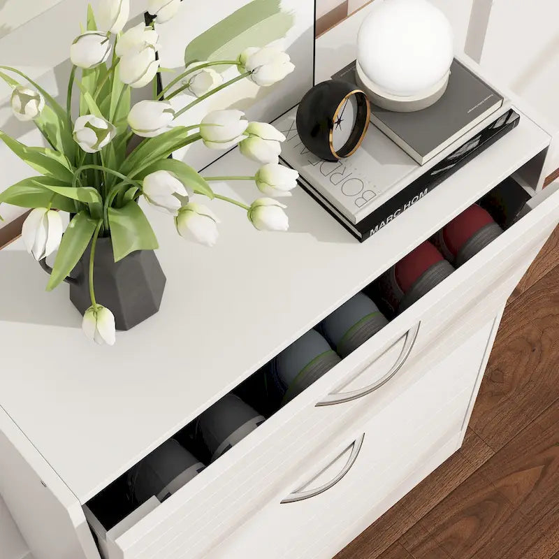 2-Tier Shoe Cabinet, 18mm Particleboard with PVC Edge Banding